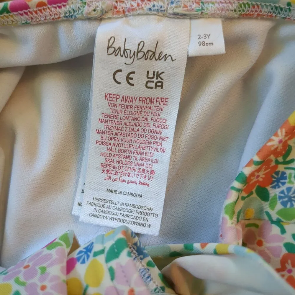 Mini Boden Petite Ditzy Floral Ruffle One Piece Bathing Swim Suit - Girls 2-3Y